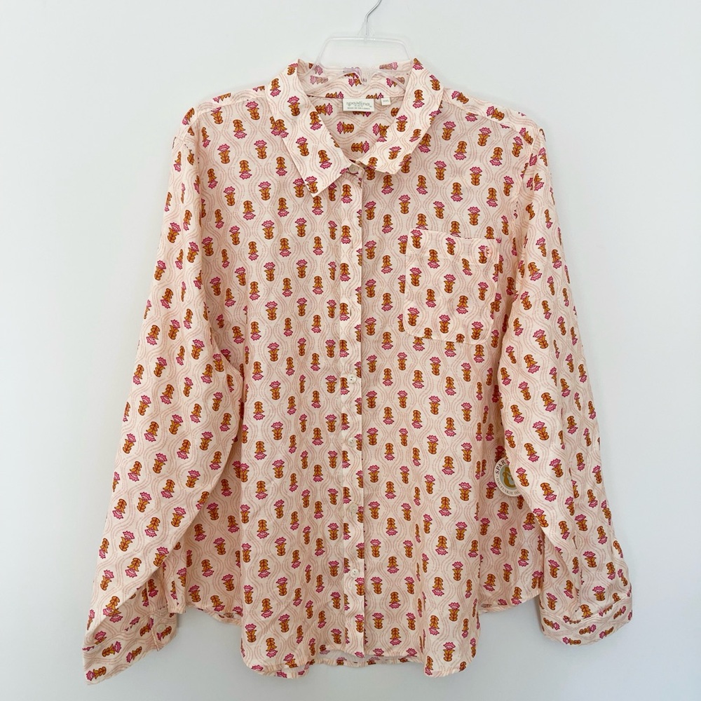 Spartina 449 boho shirt with folk flowers size XL NWT
